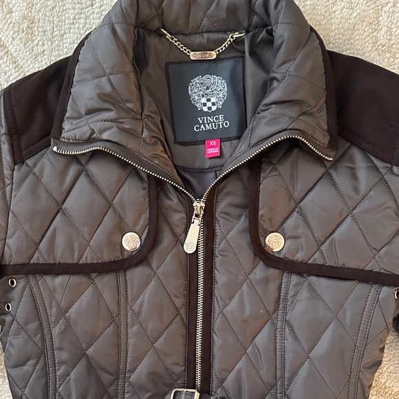 Vince Camuto Charcoal Quilted Puffer Jacket with Belt - Picture 3 of 5